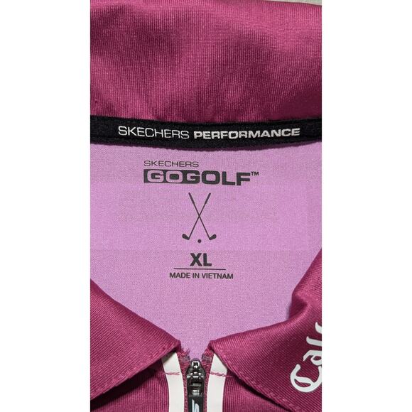 Skechers GO GOLF Tour Polo Men’s XL Magenta Pink Zip Callaway Lexus AP 18Birdies - Picture 9 of 12